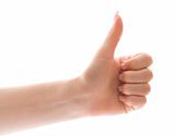 Thumb up gesture over white