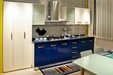 Blue kitchen counter