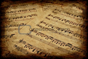 musical notes on parchment