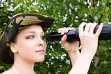 Woman with binocular