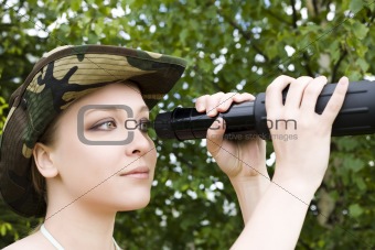 Woman with binocular