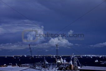 crane, port and blue sky