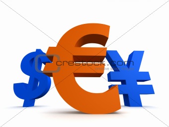 dollar, euro, yen