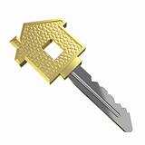 Isolated gold dream house key