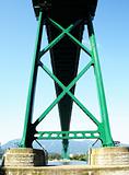 close up on the structure of lions gate bridge in Vancouver