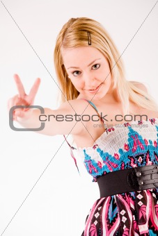 Girl with peace sign