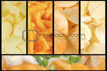 Assorted Junk Food Collage Background