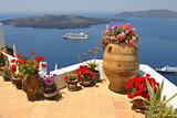 Restaurant with flowers from Santorini