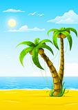 vector summer beach with sea sun and palm tree