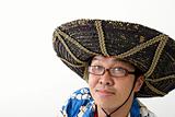 Asian tourist with mexican hat