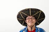 Asian man with mexican hat Asian man with mexican hat
