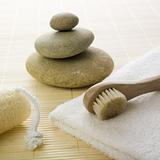 Zen stones and scrub brush