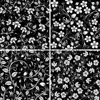 Four seamless flower patterns