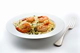 plate of pasta with shrimps