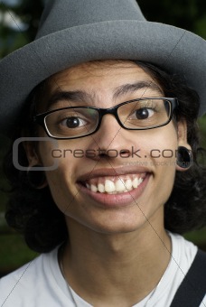 Happy asian man with hat
