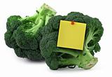 broccoli with blank yellow note