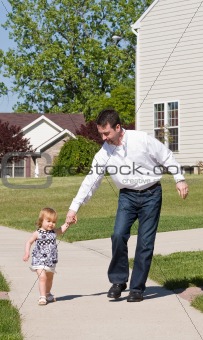 Father and Daughter Walking