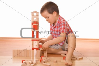 Building a wooden block castle
