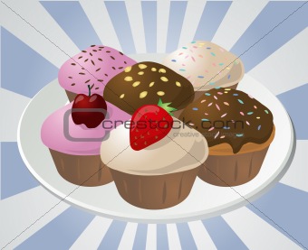 Cupcakes on plate
