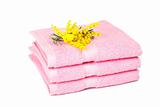 Pink towels with yellow flowers