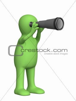 3d puppet with a telescope