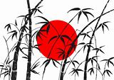 Flag of Japan and  bamboo