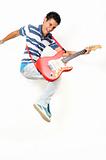 Jumping with electric guitar