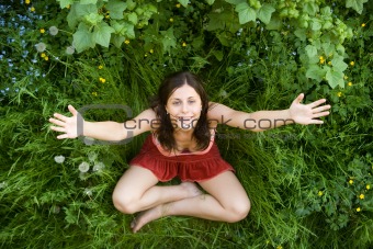 Young girl on a grass