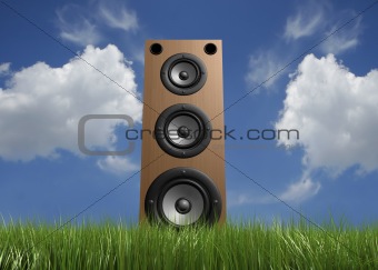 Speaker in grass