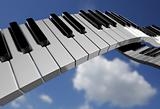 Piano key on sky