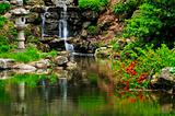 Cascading waterfall and pond