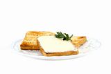 toast with butter on plate