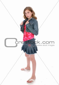 Defiant looking young girl
