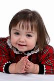 Cute little girl in red plaid dress
