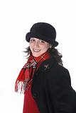 Attractive young woman in red scarf