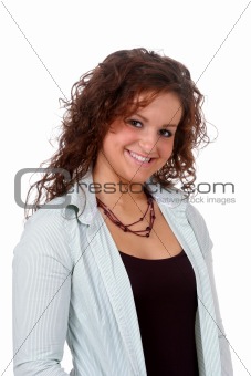 Smiling teen in oxford shirt