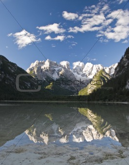 Mountain Reflections on a Lake at Lago di Landro