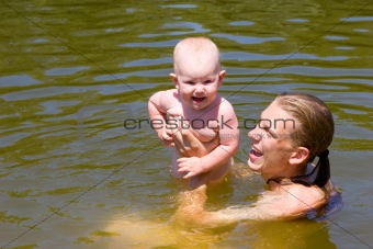 swimming with father