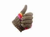 Gloves with thumb up