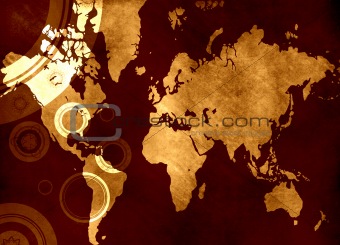 Grunge world map