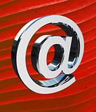 email symbol on red abstract 