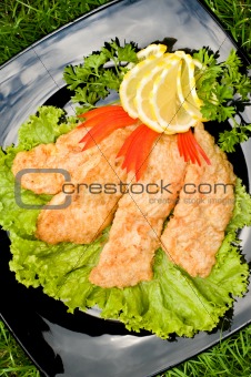 fried chicken fillet with vegetables