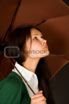 Girl under umbrella