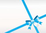 a simple blue ribbon with tag on white background