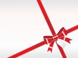a simple red ribbon with tag on white background