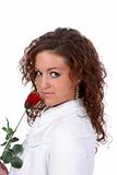 Pretty teen with red rose