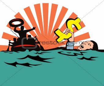Man sinking in debt