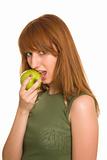 Fitness girl eating apple