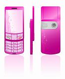 Vector illustration of a pink cellphone