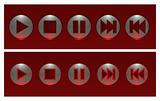 Set of red vector buttons, on and off